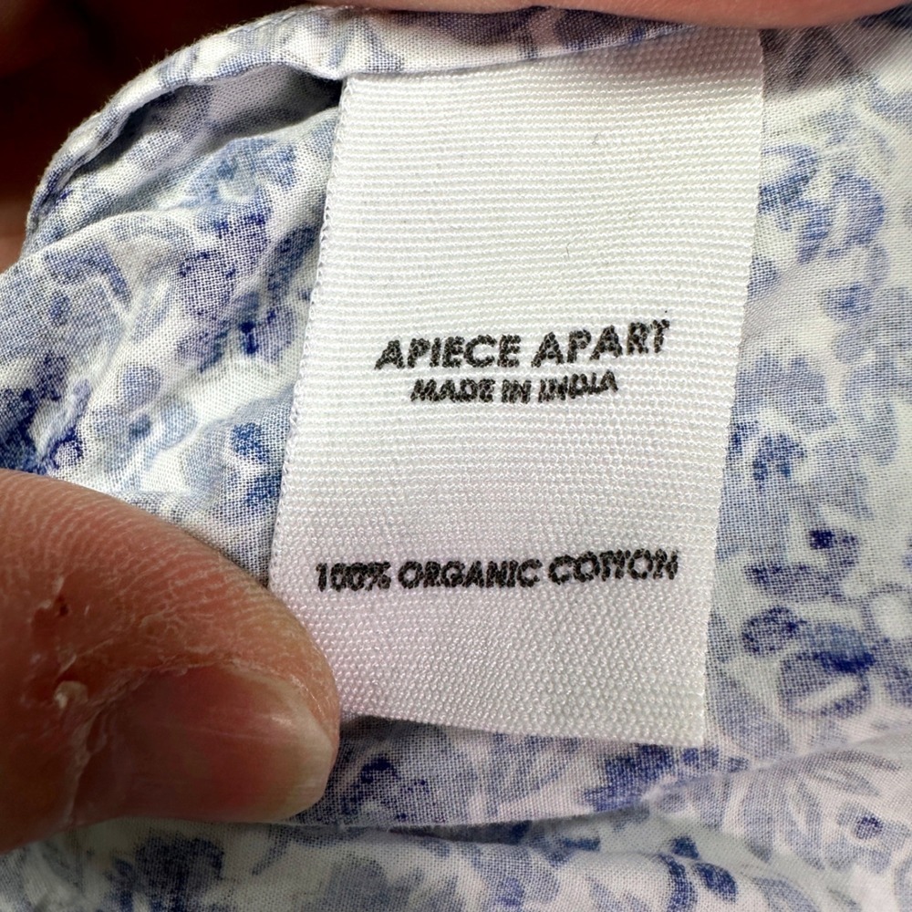 APIECE APART Mini Mitte Dress Blue Floral Babydoll Organic Cotton Ruffle Size XS - Picture 5 of 8